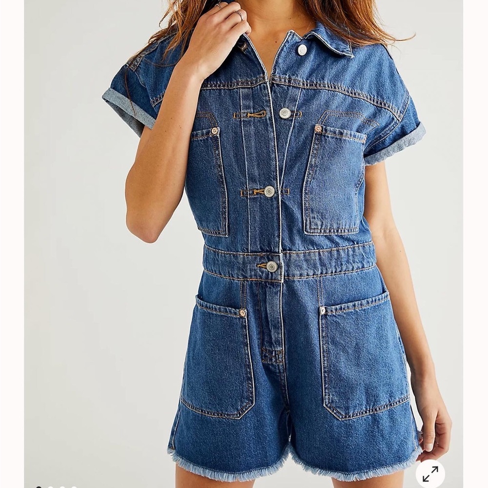 TAGS ON! Free People Denim Romper - M